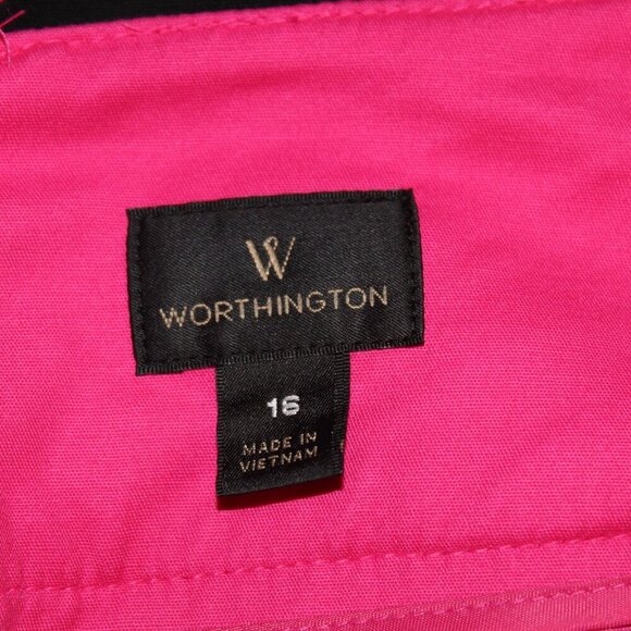 Worthington vibrant pink fitted silhouette tapered lined pencil skirt 16 - Picture 6 of 7